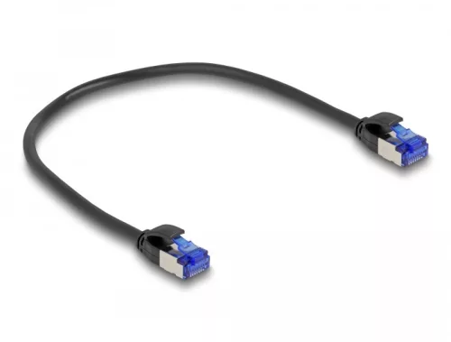 Delock RJ45 hálózati kábel Cat.6A S/FTP vékony 0,25 m fekete (DL-80225)