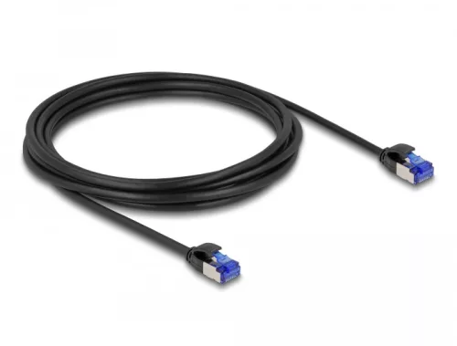 Delock RJ45 hálózati kábel Cat.6A S/FTP vékony 3 m fekete (DL-80229)