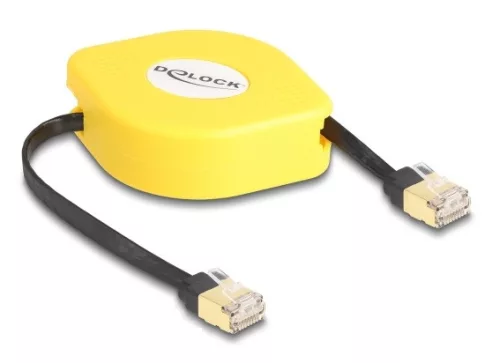 Delock RJ45 kihúzhatós kábel Cat.6A STP 1,5 m fekete / sárga (DL-80239)