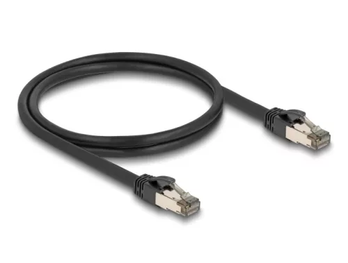 Delock RJ45 hálózati kábel Cat.6A U/FTP ultrahajlékony belső fém borítással 1 m, fekete (DL-80240)