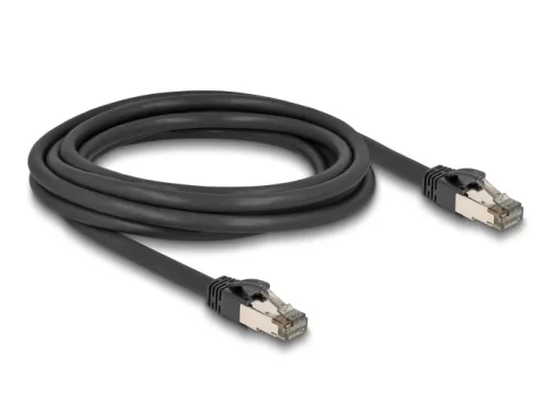 Delock RJ45 hálózati kábel Cat.6A U/FTP ultrahajlékony belső fém borítással 3 m, fekete (DL-80242)
