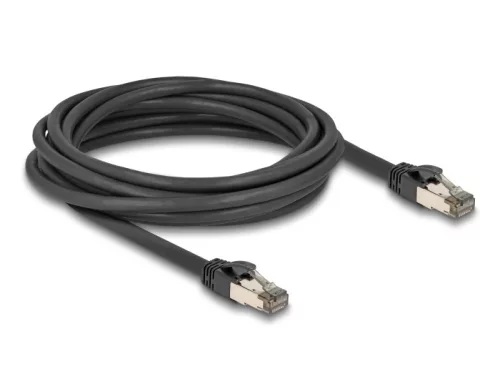 Delock RJ45 hálózati kábel Cat.6A U/FTP ultrahajlékony belső fém borítással 5 m, fekete (DL-80243)