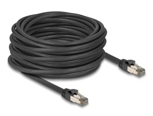 Delock RJ45 hálózati kábel Cat.6A U/FTP ultrahajlékony belső fém borítással 15 m, fekete (DL-80245)