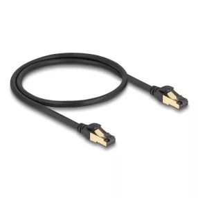   Delock RJ45 hálózati kábel Cat.6A apa - apa S/FTP fekete 50 cm - Cat.7 nyers kábellel, mely alkalmas bel- és kültéri használatra (DL-80247)