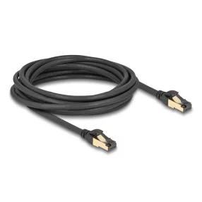   Delock RJ45 hálózati kábel Cat.6A apa - apa S/FTP fekete 5 m - Cat.7 nyers kábellel, mely alkalmas bel- és kültéri használatra (DL-80251)