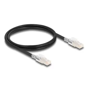   Delock RJ45 hálózati kábel Cat.6A S/FTP biztonsági klipsz csomaggal 1 m fekete (DL-80255)