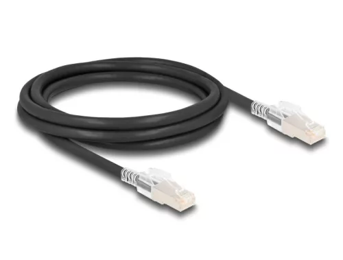 Delock RJ45 hálózati kábel Cat.6A S/FTP biztonsági klipsz csomaggal 2 m fekete (DL-80256)