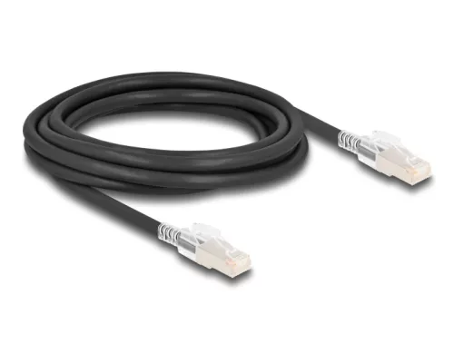 Delock RJ45 hálózati kábel Cat.6A S/FTP biztonsági klipsz csomaggal 3 m fekete (DL-80257)