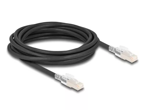 Delock RJ45 hálózati kábel Cat.6A S/FTP biztonsági klipsz csomaggal 5 m fekete (DL-80258)