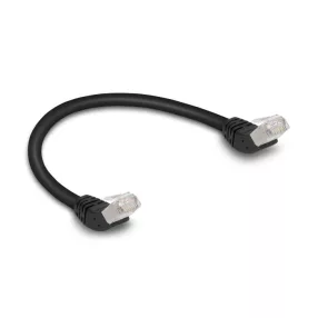   Delock RJ45 hálózati kábel Cat.6A S/FTP 45  fokban felfelé hajló 0,25 m fekete (DL-80259)