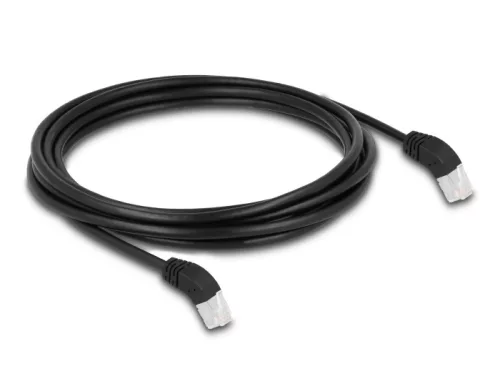 Delock RJ45 hálózati kábel Cat.6A S/FTP 45  fokban felfelé hajló 3 m fekete (DL-80271)