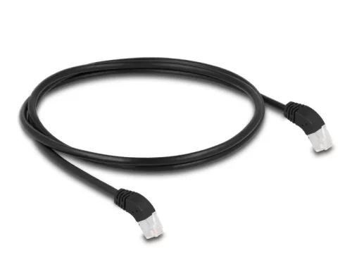 Delock RJ45 hálózati kábel Cat.6A S/FTP 45  fokban lefelé hajló 1 m fekete (DL-80275)