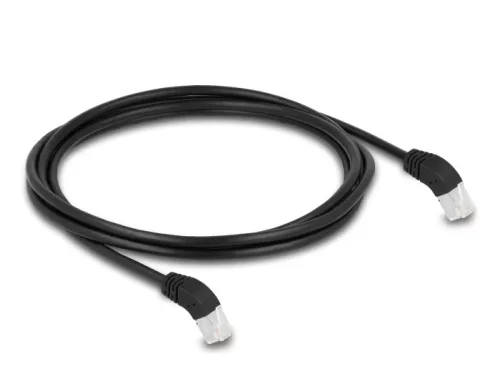 Delock RJ45 hálózati kábel Cat.6A S/FTP 45  fokban lefelé hajló 2 m fekete (DL-80276)