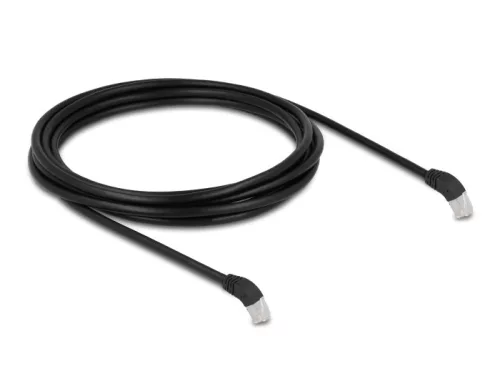 Delock RJ45 hálózati kábel Cat.6A S/FTP 45  fokban lefelé hajló 3 m fekete (DL-80277)