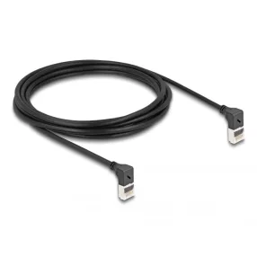   Delock RJ45 hálózati kábel Cat.6A S/FTP vékony 90  fokban felfelé / felfelé hajló 3 m fekete (DL-80283)