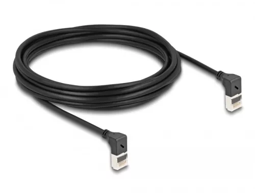 Delock RJ45 hálózati kábel Cat.6A S/FTP vékony 90  fokban felfelé / felfelé hajló 5 m fekete (DL-80284)