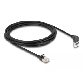   Delock RJ45 hálózati kábel Cat.6A S/FTP vékony 90  fokban felfelé hajló / egyenes 3 m fekete (DL-80289)