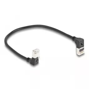  Delock RJ45 hálózati kábel Cat.6A S/FTP vékony 90  fokban felfelé / lefelé hajló 0,25 m fekete (DL-80291)