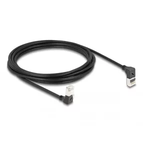   Delock RJ45 hálózati kábel Cat.6A S/FTP vékony 90  fokban felfelé / lefelé hajló 3 m fekete (DL-80295)