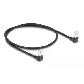   Delock RJ45 hálózati kábel Cat.6A S/FTP vékony 90  fokban lefelé / lefelé hajló 0,5 m fekete (DL-80298)