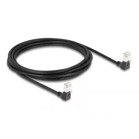   Delock RJ45 hálózati kábel Cat.6A S/FTP vékony 90  fokban lefelé / lefelé hajló 3 m fekete (DL-80301)