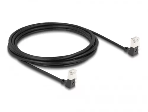 Delock RJ45 hálózati kábel Cat.6A S/FTP vékony 90  fokban lefelé / lefelé hajló 3 m fekete (DL-80301)