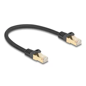   Delock RJ45 hálózati kábel fonott borítással Cat.6A S/FTP apa - apa 0,25 m fekete (DL-80315)