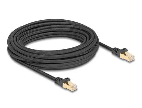 Delock RJ45 hálózati kábel fonott borítással Cat.6A S/FTP apa - apa 10 m fekete (DL-80322)