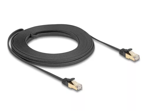 Delock RJ45 lapos hálózati kábel fonott borítással Cat.6A U/FTP apa - apa 10 m fekete (DL-80330)