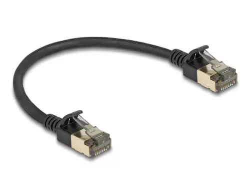 Delock RJ45 hálózati kábel Cat.8.1 F/FTP Slim Pro 0,25 m, fekete (DL-80337)