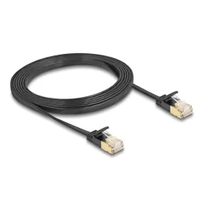   Delock RJ45 hálózati kábel Cat.6A apa - apa robosztus csatlakozóval és Cat.7 nyers lapos kábellel U/FTP 2 m, fekete (DL-80346)