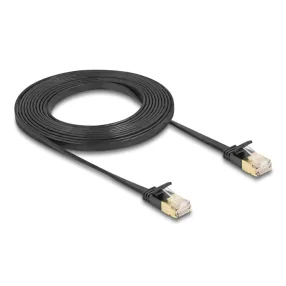   Delock RJ45 hálózati kábel Cat.6A apa - apa robosztus csatlakozóval és Cat.7 nyers lapos kábellel U/FTP 3 m, fekete (DL-80347)
