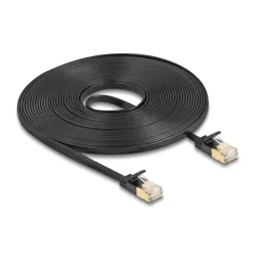   Delock RJ45 hálózati kábel Cat.6A apa - apa robosztus csatlakozóval és Cat.7 nyers lapos kábellel U/FTP 7,5 m, fekete (DL-80349)