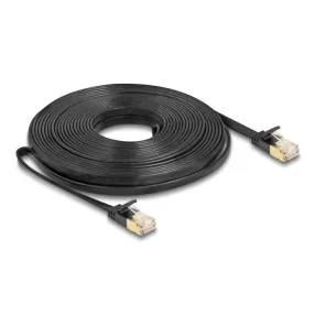   Delock RJ45 hálózati kábel Cat.6A apa - apa robosztus csatlakozóval és Cat.7 nyers lapos kábellel U/FTP 10 m, fekete (DL-80350)
