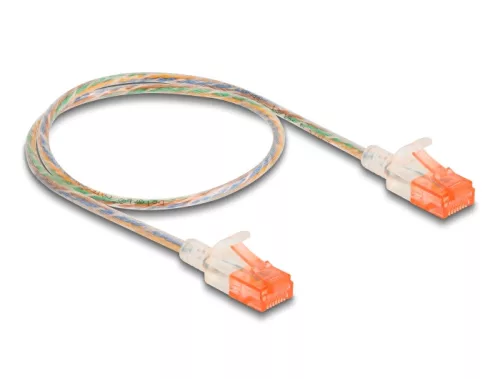 Delock RJ45 hálózati kábel Cat.6A U/UTP vékony 0,5 m áttetsző (DL-80352)