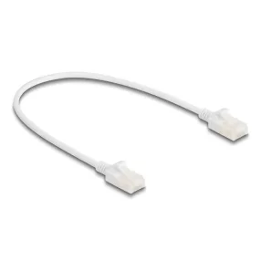   Delock RJ45 hálózati kábel Cat.6A apa   apa robosztus csatlakozóval ipari felhasználásra U/UTP Slim 0,3 m, fehér (DL-80357)