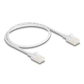   Delock RJ45 hálózati kábel Cat.6A apa   apa robosztus csatlakozóval ipari felhasználásra U/UTP Slim 0,5 m, fehér (DL-80358)