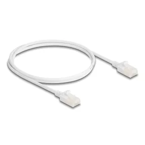   Delock RJ45 hálózati kábel Cat.6A apa   apa robosztus csatlakozóval ipari felhasználásra U/UTP Slim 1 m, fehér (DL-80359)