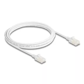   Delock RJ45 hálózati kábel Cat.6A apa   apa robosztus csatlakozóval ipari felhasználásra U/UTP Slim 2 m, fehér (DL-80360)
