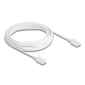   Delock RJ45 hálózati kábel Cat.6A apa   apa robosztus csatlakozóval ipari felhasználásra U/UTP Slim 5 m, fehér (DL-80362)