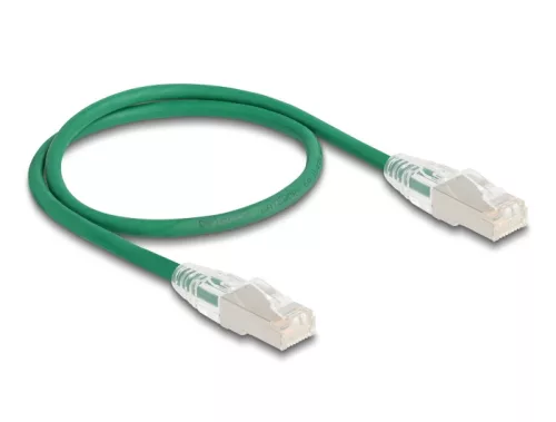 Delock RJ45 hálózati kábel Cable Cat.6A apa   apa hajlított csatlakozóval U/FTP Slim 0,5 m, zöld (DL-80364)