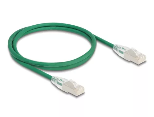 Delock RJ45 hálózati kábel Cable Cat.6A apa   apa hajlított csatlakozóval U/FTP Slim 1 m, zöld (DL-80365)