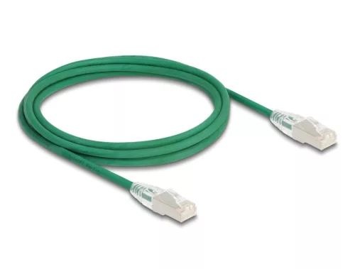 Delock RJ45 hálózati kábel Cable Cat.6A apa   apa hajlított csatlakozóval U/FTP Slim 2 m, zöld (DL-80366)