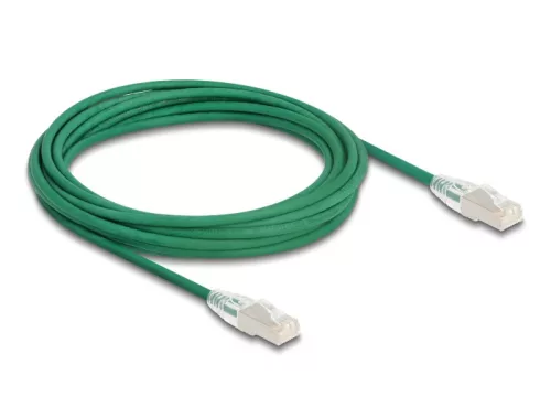 Delock RJ45 hálózati kábel Cable Cat.6A apa   apa hajlított csatlakozóval U/FTP Slim 5 m, zöld (DL-80368)
