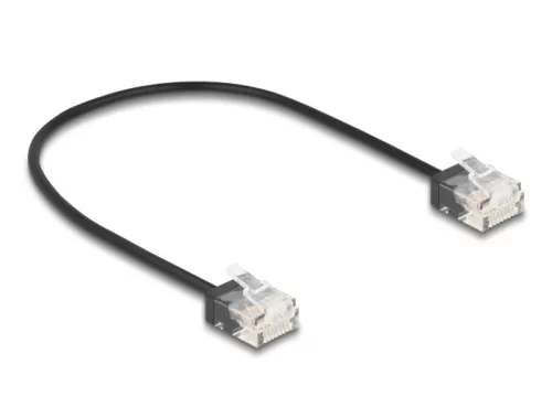 Delock RJ45 hálózati kábel Cat.6 UTP ultra vékony 0,3 m, fekete (DL-80369)