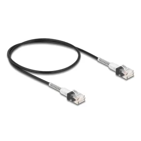   Delock RJ45 hálózati kábel dupla hajlítás védelemmel Cat.6A UTP Slim 0,5 m, fekete (DL-80388)