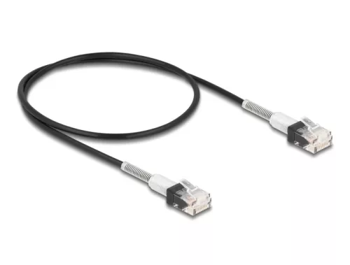 Delock RJ45 hálózati kábel dupla hajlítás védelemmel Cat.6A UTP Slim 0,5 m, fekete (DL-80388)