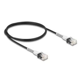   Delock RJ45 hálózati kábel dupla hajlítás védelemmel Cat.6A UTP Slim 1 m, fekete (DL-80389)