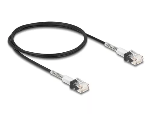 Delock RJ45 hálózati kábel dupla hajlítás védelemmel Cat.6A UTP Slim 1 m, fekete (DL-80389)