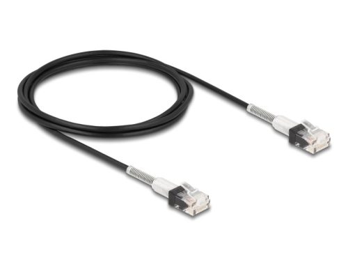 Delock RJ45 hálózati kábel dupla hajlítás védelemmel Cat.6A UTP Slim 2 m, fekete